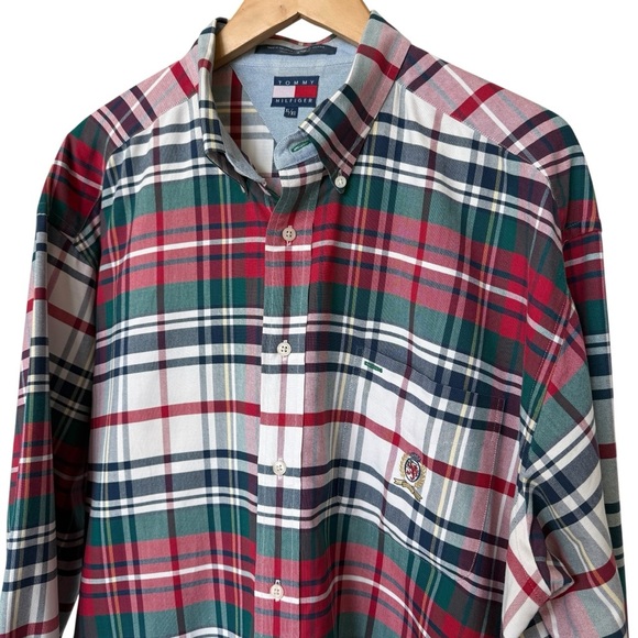 VTG! 2000s Y2K Tommy Hilfiger Men's XL Plaid Button-Down Shirt Multicolor Casual - Picture 1 of 7